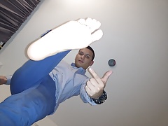 Latino making a footjob