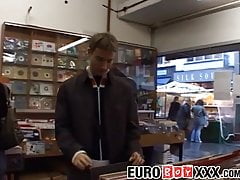 Hung young Euros meet in the city before fucking hardcore