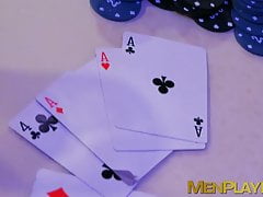 Classy executives enjoy sloppy oral sex after playing cards