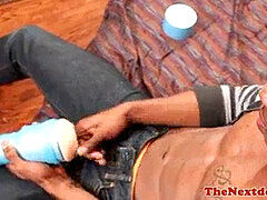 ebony queer solo jerking and toying