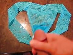 Jerking off into new gf's panties