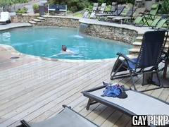 Aiden Asher and jock Jax Thirio having poolside barebacking