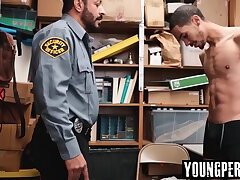 Hunk LP Officer bareback fucks black perps virgin ass
