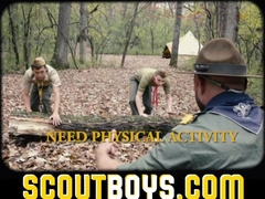 Strung up Scoutmaster Barebacks Young Scout