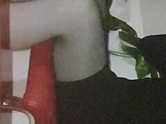 Waiting room red panty tease