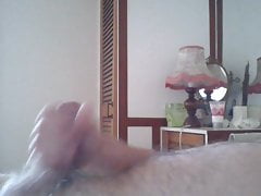 bear wanking  and cumming  in bed