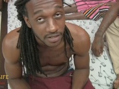 Young guys enjoy massive BBC in a wild gay gangbang