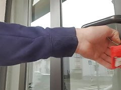 Guy in Workwear wanks in office