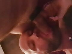 Face cum bukkake by a big white cock