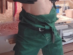 Pig Hoe Tugging off meaty phat Jizz-shotgun n the workshop