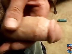 Horny young dude strips and plays with his hard cock solo