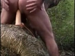Amateur teen gets wild with homemade outdoor anal sex with a bear