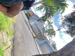 Public urinating in slow movement