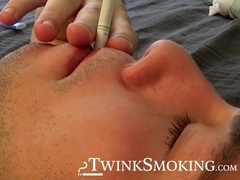 Adorable Blake Stone shoots a massive creamy cum after a rough cock stroking