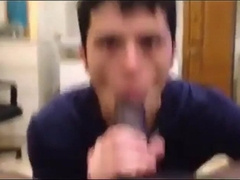 White Latin Young Fellow Deep-Throating Black Hard-On Tonguing Ejaculates