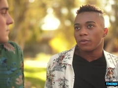 Huge black dick twink takes on a facial from a bi-racial slut and loads of jizz