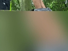 Married man looking for beefstick in the forest