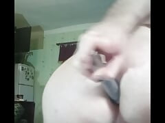 Straight guy with gay manners, dyed his hair blue, bought a 30+ cm dildo, pounding his tight hole