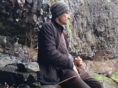 Naturbation Making A Cumfall Beside A Small Waterfall