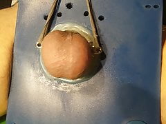 With a wooden mallet and a little hand in the balls