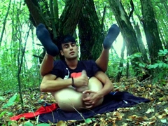 Public legs over head fingering and jerking with visible anal contractions