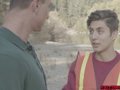 Ty passionately penetrates Colton outdoors by an abandoned truck