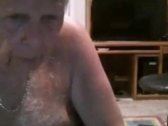 Fat Daddy Strips and Strokes on Webcam