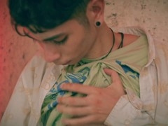 Twink Magic C strokes his massive cock, producing plenty of precum and a thick load of jizz