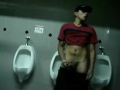 Public Handjob in a Restroom by Bigcockflasher