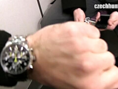 Money-hungry hottie takes a load after POV buttfucking