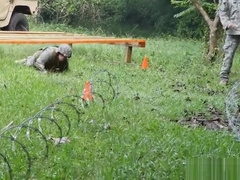 Athletic army amateur deepthroating cock