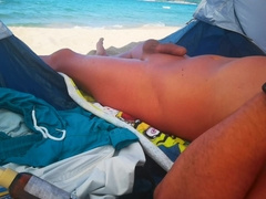 Attempting Not To Get Rigid Seeing Nubiles On The Naked Beach - Delicate Chisel Precum Seep