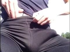 Big-Cock Hunk Strokes His Cock Outdoors