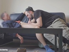 Straight insurance broker seduced on his second visit with handjob, ass licking, and gay cumming