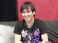 Sexy emo twink solo jerking off action