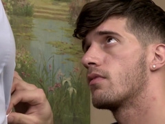 Step daddy`s Unbuttoned Shirt Seduces Stepson