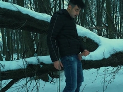 Winter Jerking Off On The Tree