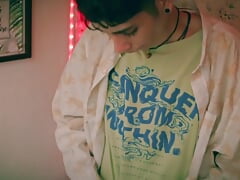 Big Cock Twink Magic C Jerking off Lots of Precum and Thick Cumshot