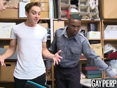 Twink suspect hammered bare in hard interracial threesome