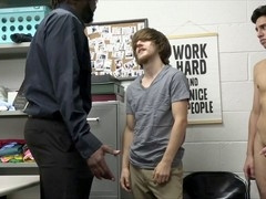 Chase Rivers in office bareback scene