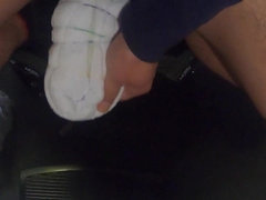Asian carpenter wanks with his handmade towel Onaho