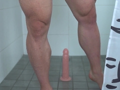 Fat Heterosexual Rugby Player Railing Faux-cock to Handsfree Guts Jizz flow!