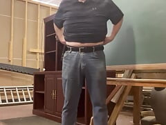 Strip, Walk, and Cum in Storage Room at Work