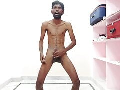 Rajesh masturbating dick, spanking, moaning, slapping, showing ass, butt, ass hole and cumming in the glass