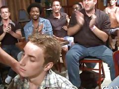 One by one, horny guys strip at the bar to have sex