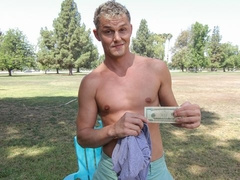 Curly-haired straight dude takes a load after anal