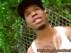 Interracial sex loving black guy gives white guy a blowjob