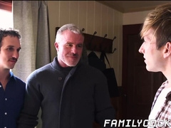 Mature dad barebacked rock-hard by draped stepsons
