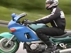 Horny biker fucks on motor
