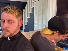 Catholic twunk mounts man sausage